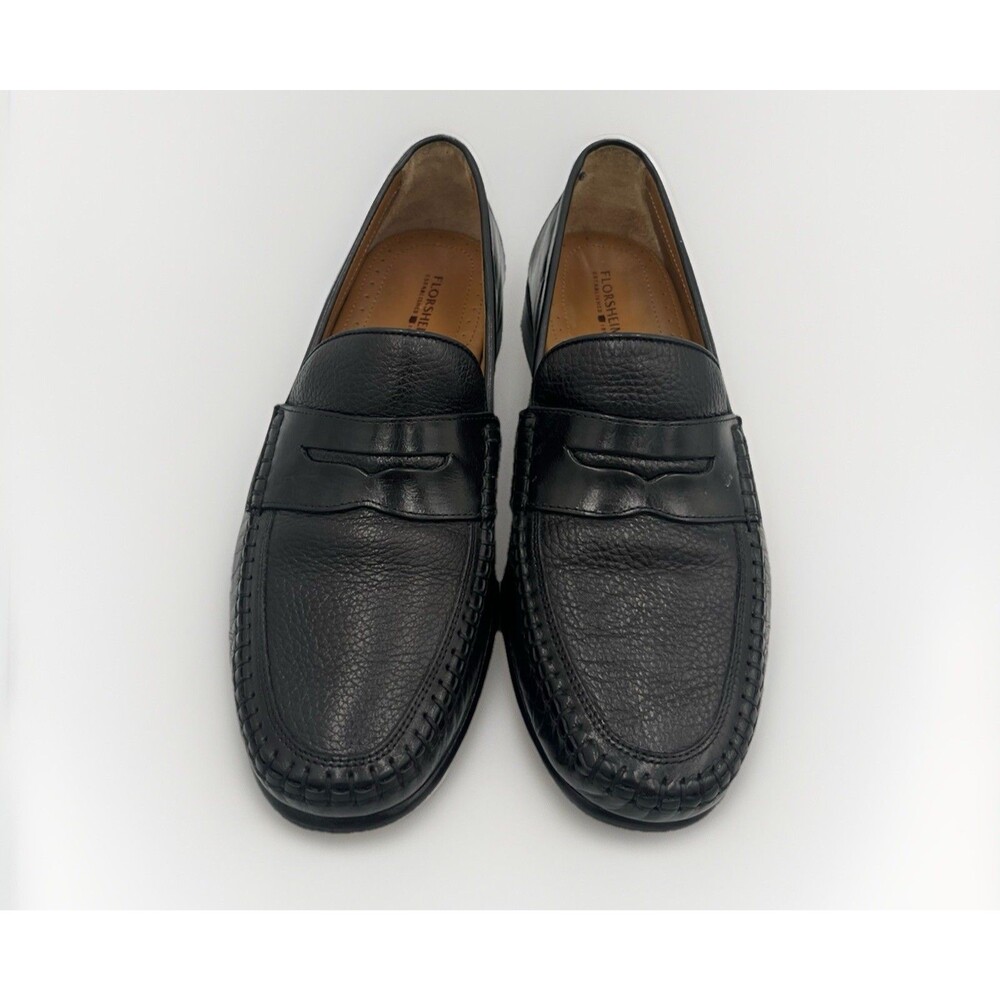 Florsheim Men's Black Pebbled Leather Penny Loafers Handsewn Dress Shoes Sz 9.5